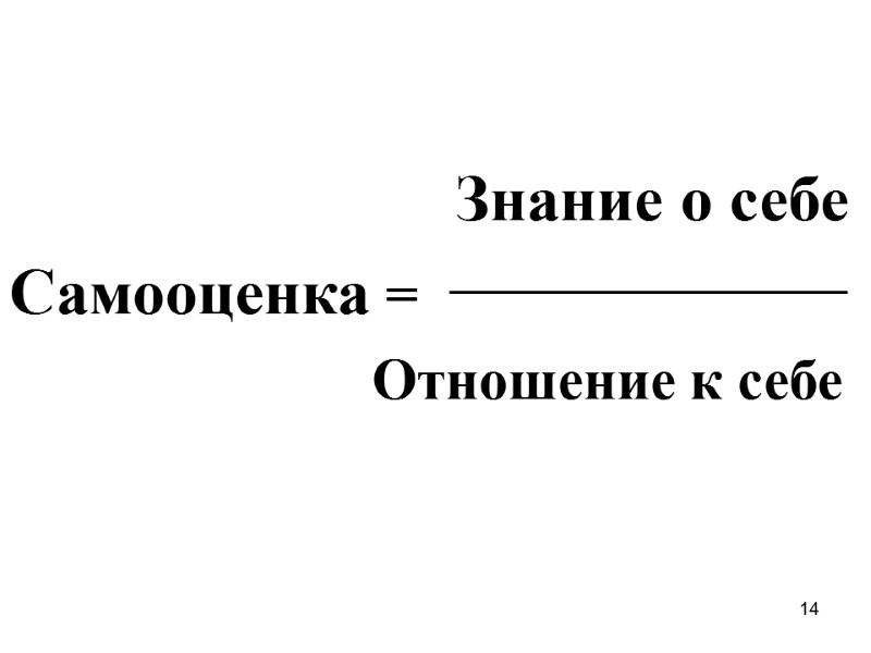 14        Знание о себе Самооценка = 
